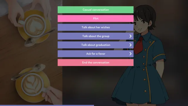 Talking with an idol: casual conversation, flirting, her wishes